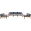 Ensemble de canapé modulaire d'extérieur 3 pièces, ensemble de conversation en corde tissée avec cadre en bois d'acacia massif, coussins amovibles résistants à l'eau pour la cour, la terrasse et la piscine, gris-892945511