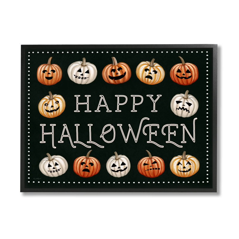 Illustration de giclée encadrée «Happy Halloween Jack-O-Lanterns» par Elizabeth Tyndall, H 16 po x l 20 po x P 1,5 po