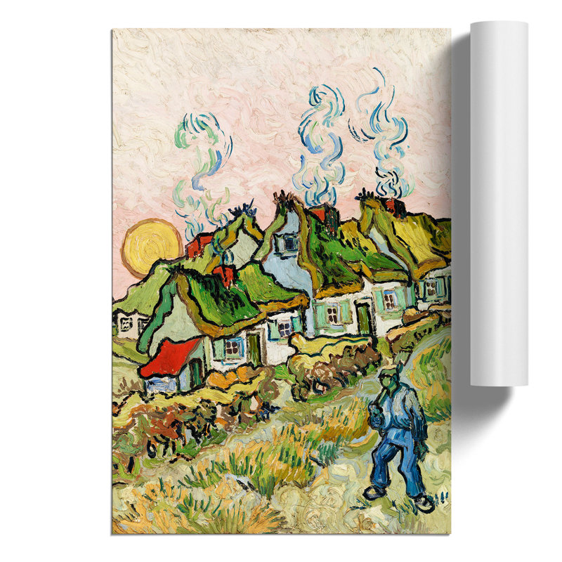 Houses And Figure by Vincent Van Gogh - No Frame Painting, 42cm H x 30cm W x 0.1cm D