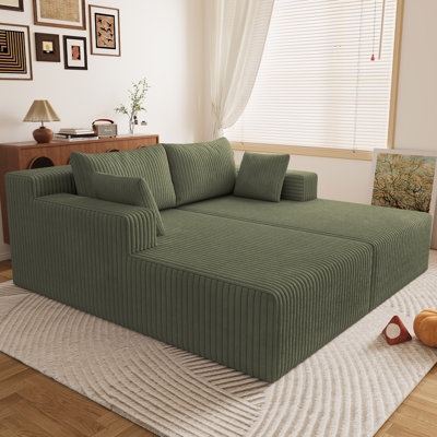 Oversized Double Chaise Lounges Indoor, Upholstered Boneless Cloud Stupendous Oversized Chaise Lounge Couch Luxury Sofa Bed Deep Seat, Corduroy Lounge Chair,2 Pieces