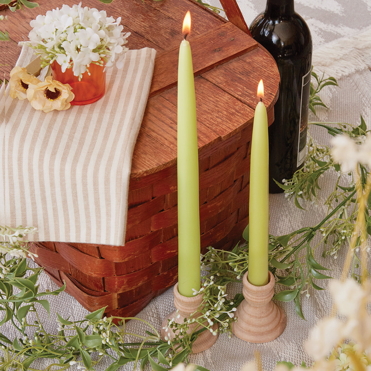 Unscented Taper Candle Set, Willow, 9" H x 0.88" W x 0.88" D
