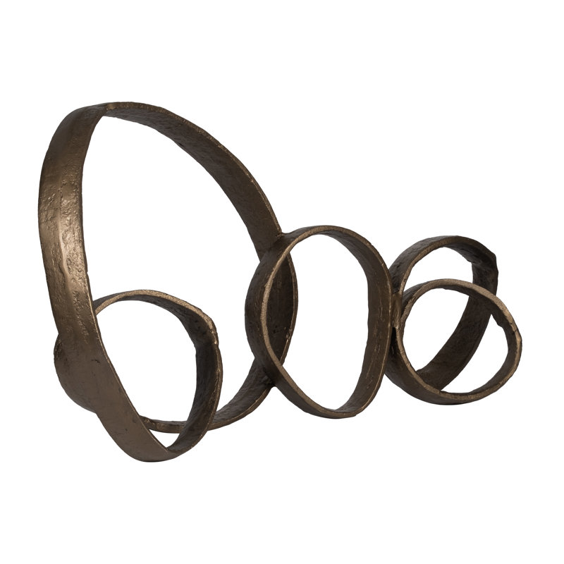 Decorative Object Metal and Aluminum Abstract Looped Rings Metallic Finish for Home or Office - 16" Bronze & Copper