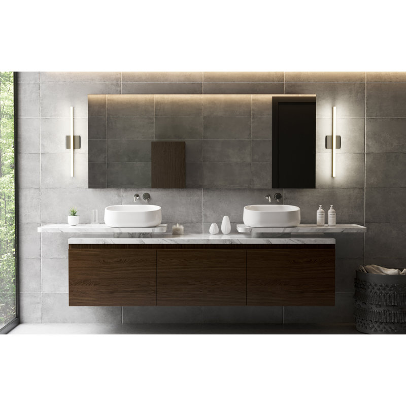 Bright Satin Aluminum Dimmable LED Vanity Light - 32"
