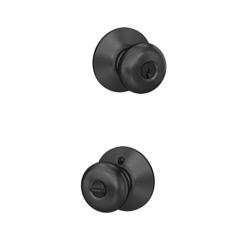 Plymouth F Series Keyed Entry Knobset with Round Rosette, Antique Brass