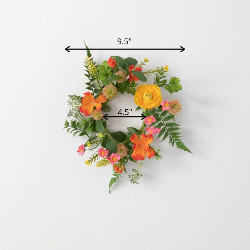 Mini couronne de floraison artificielle McPeak, 9.5"