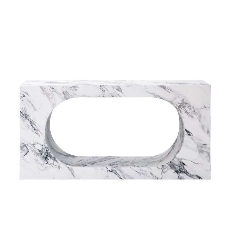Fritzy Rectangular Console Table In White Engineered Stone