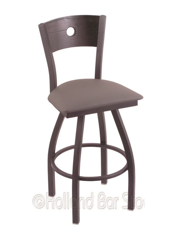 Tabouret de bar pivotant de 36" Lareau, Chêne cerisier foncé, Allante Dark Cherry Grey, Étain
