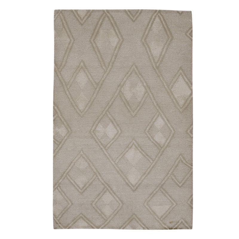 Hand Knotted Geometric Area Rug in Beige