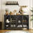53.2" W Metal Sideboard Buffet Cabinet with Glass Door, Adjustable Shelves, COB LED Light-1280299515