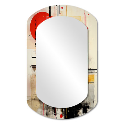 Full Red Moon Mystery - Landscapes Asymmetrical Wall Mirror, Modern Cylinder Decorative Mirror, Printed Metal Art