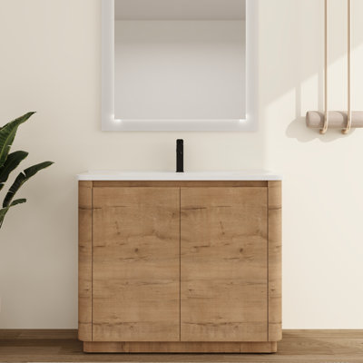 Ornar 40'' Single Bathroom Vanity Set With Ceramic Vanity Top, Freestanding Single Bathroom Vanity With Ceramic Sink