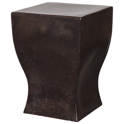 17.5"H Handcrafted Ceramic Square Garden Stool