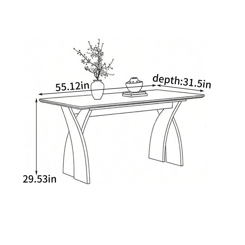 Table de salle à manger American American, H 29,53 po x L 55,12 po x l 31,5 po
