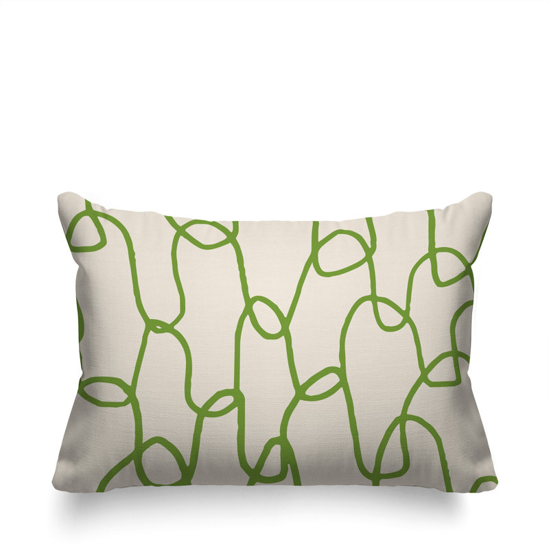 Oreiller rectangulaire réversible intérieur / extérieur Fina, H 18 po x l 25 po, Chartreuse / noir / blanc cassé