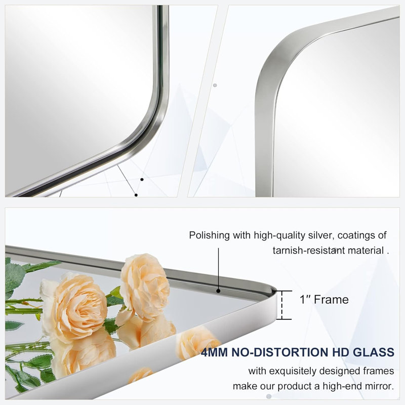 Contemporary Pivot Bathroom Vanity Mirror with Adjustable Tilt | Stainless Steel Frame, Polished Chrome, 30" x 20"