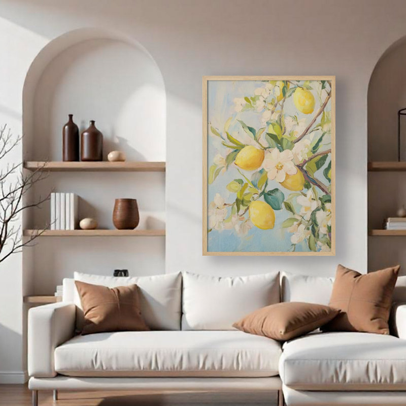 "Lemon Tree", art mural texturé encadré, Beige, H 24 po x l 18 po