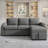 83.5" L-Shaped Sofa Couch Convertible Sofa Bed Sectional Sofa With Ample Storage Space, Two Cup Holders And Two USB Ports For Living Room, Gray-1927515509