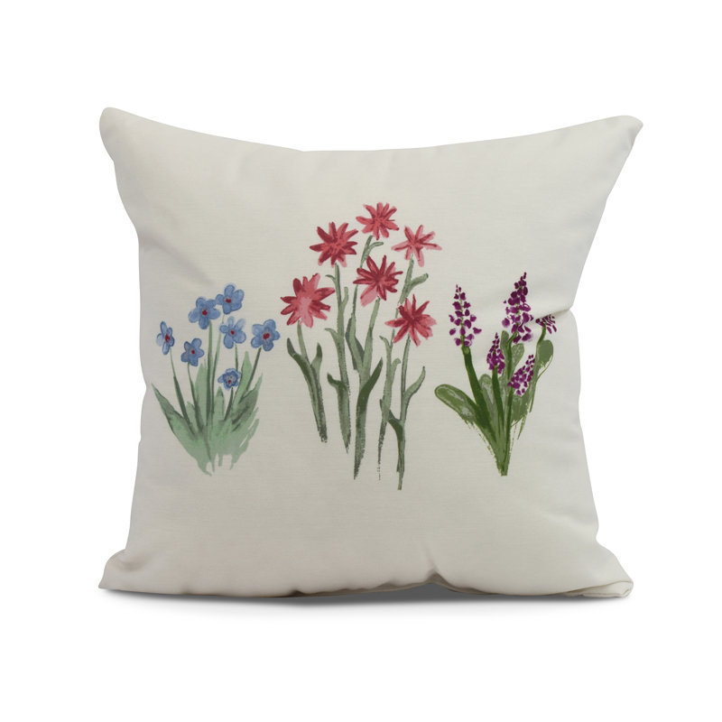 Farmers Market Floral Outdoor Reversible Throw Pillow, Light Blue, 18" x 18"