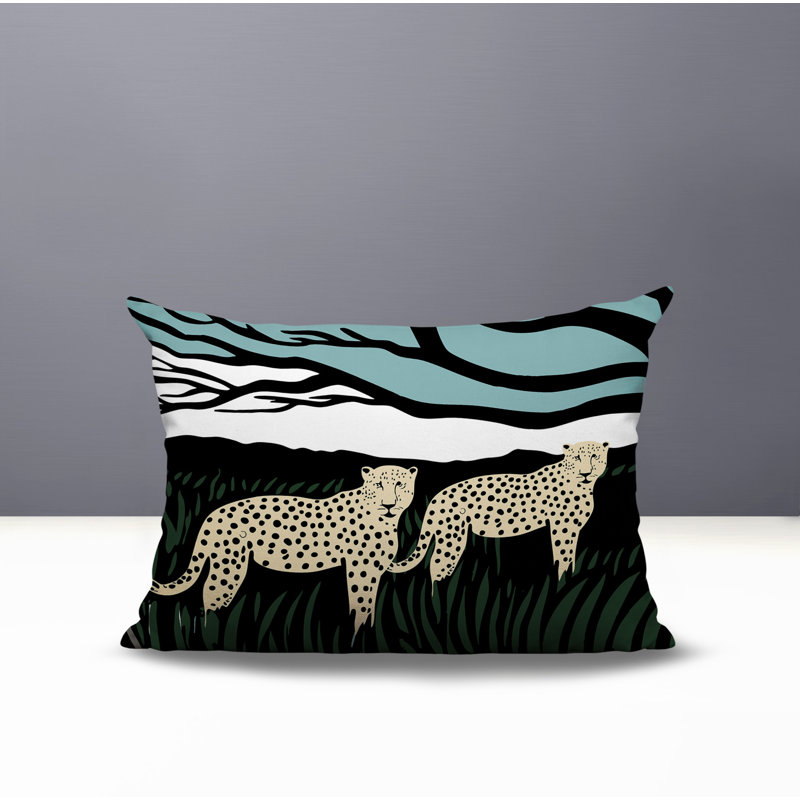 Vold Leopard Reversible Indoor/Outdoor Rectangle Pillow, Rectangle 18"H x 25"W, Emerald