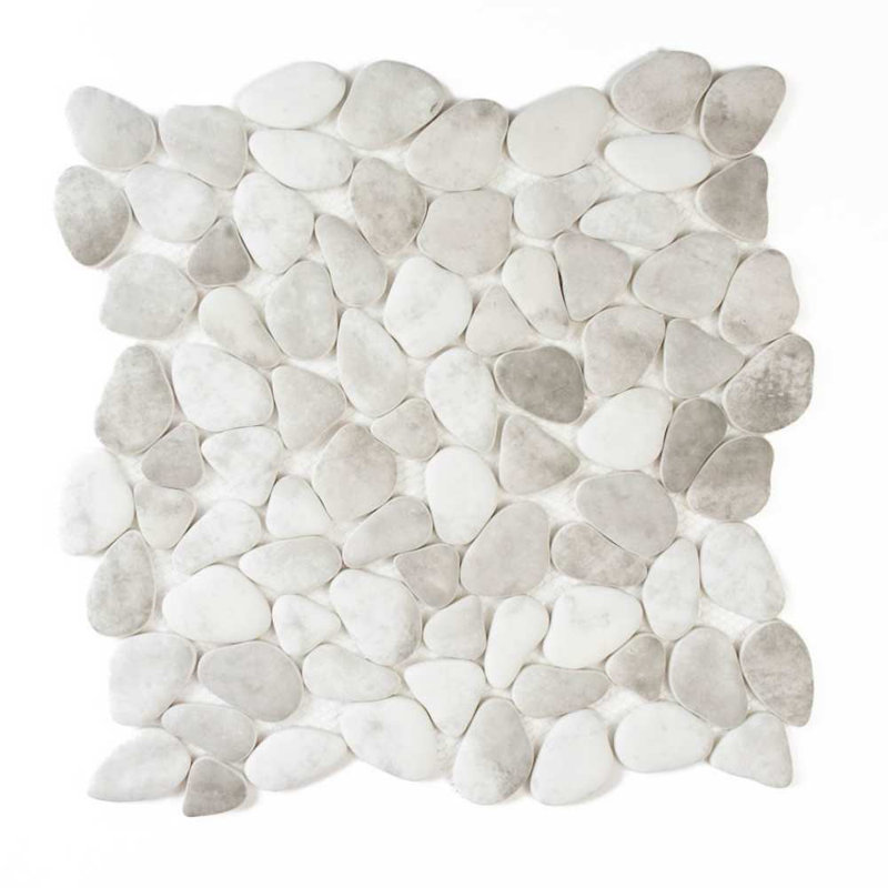 Huron Glass Pebbles Mosaic Tile, Silverado