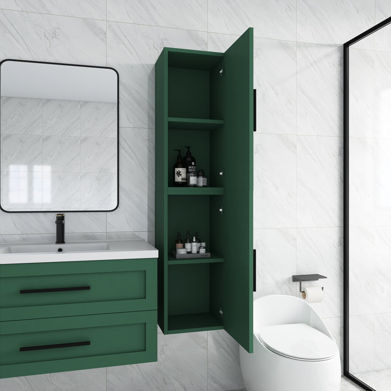 Armoire murale de meuble-lavabo mural l 14 po x P 12 po x H 59 po, Vert