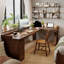 Bureau en bois massif brun en forme de L avec 3 tiroirs-108772262-108772263