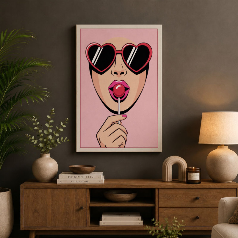 Lollipop Romance Modern - Wrapped Canvas, 36x24 - 91.4 x 61.0 cm, Ochre Border