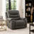 Oby Manual Reclining Chair, Panel Stitched Back, Dark Gray Microfiber