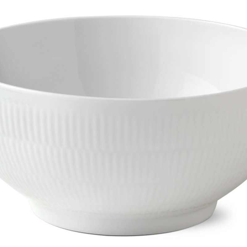 Royal Copenhagen White Fluted Serving Bowl, 4.5276" H x 9.4488" W x 9.4488" D