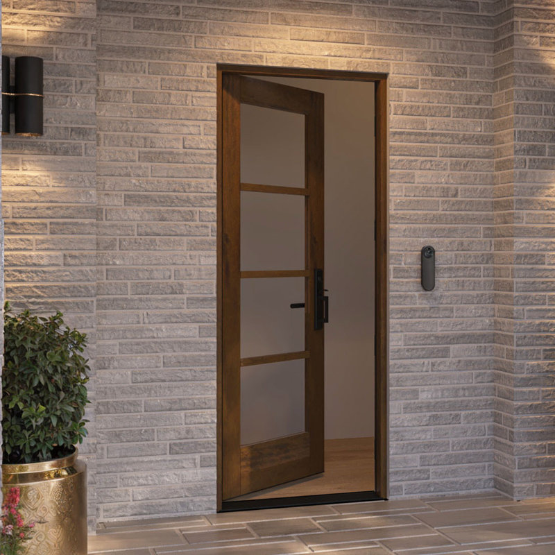 G104-SW-80 | Porte simple 80 po, extérieur pré-monté RTA, SDL 4 Lite, bois d'acajou brut, 33.75" x 82" [32" Door]