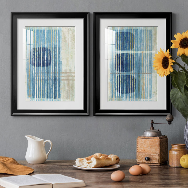 «Blue Blue Horizon I», reproduction encadrée de qualité supérieure - prête à être accrochée, Cadre noir