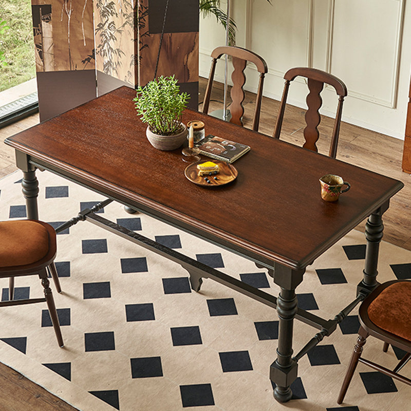 French Retro Simple Home Dining Table Solid Wood Base Dining Table, 30.31" H x 70.87" L x 35.43" W