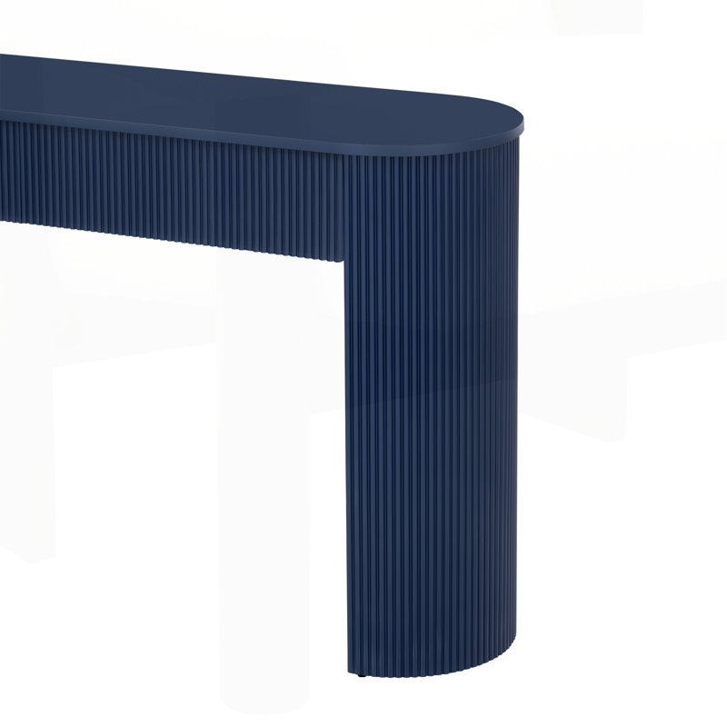 Modern Fluted Design Console Table, Navy