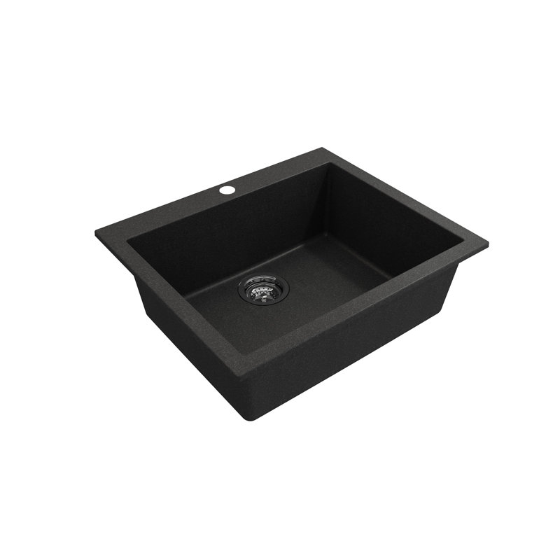 Campino 24'' L Single Basin Kitchen Sink, Metallic Black