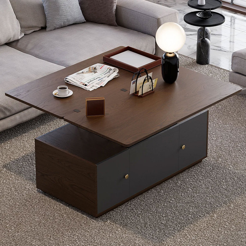 Table basse Agnus, Gris/noyer