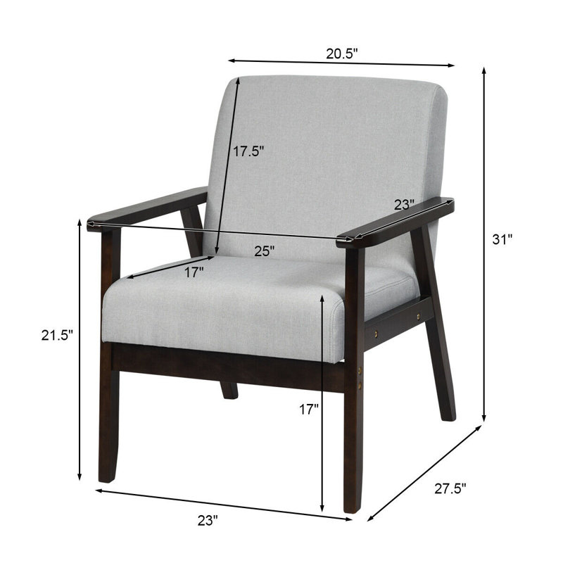 Fauteuil en lin l 23 po Janyce, Lin gris clair