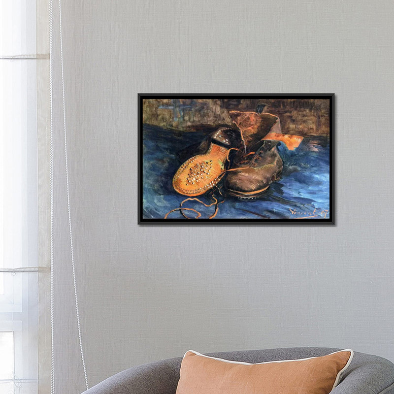 Une paire de chaussures par Vincent Van Gogh, impression sur toile, H 18 po x l 26 po x P 1,5 po, Toile encadrée noire