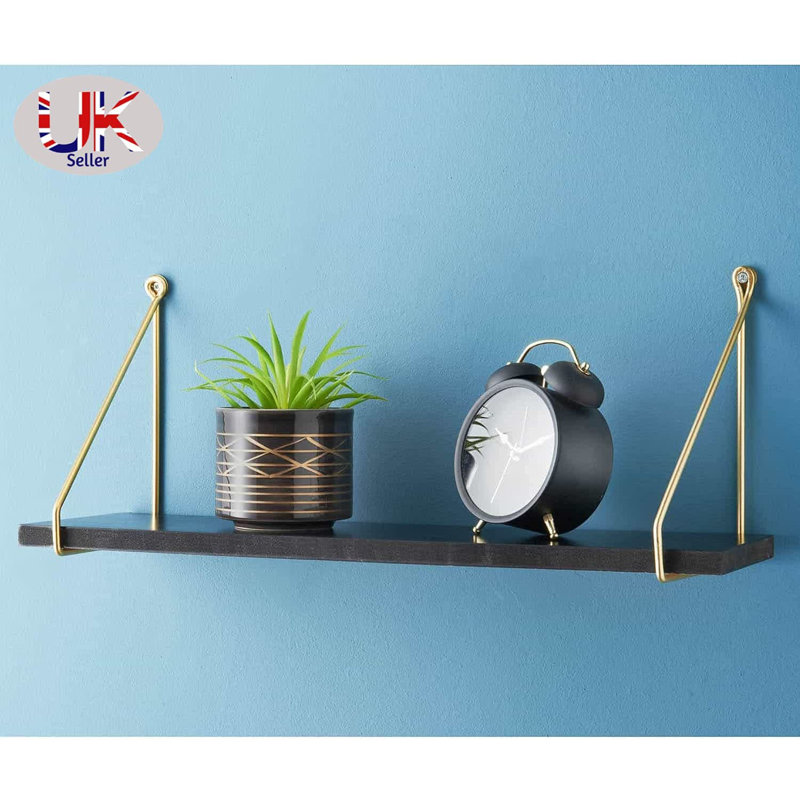 Addre Floating Shelf, Oak/Black, 20cm H x 80cm W x 15cm D