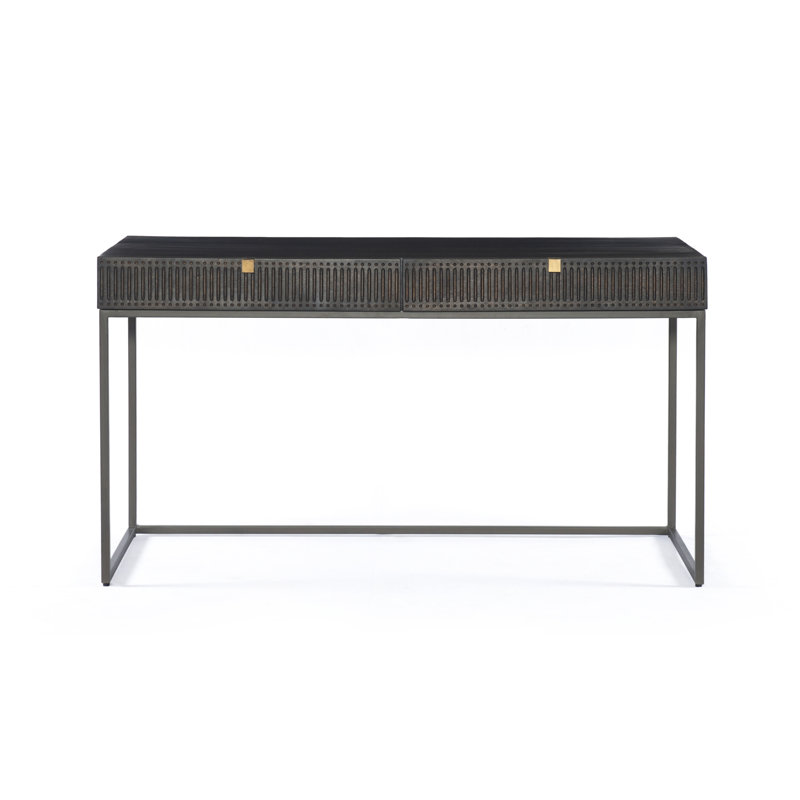 Kelby Solid Wood Writing Desk, Vintage Brown