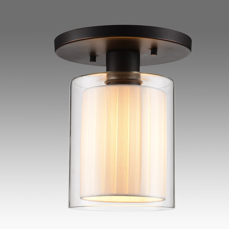 Pittsfield Semi Flush Mount, Bronze, Off White