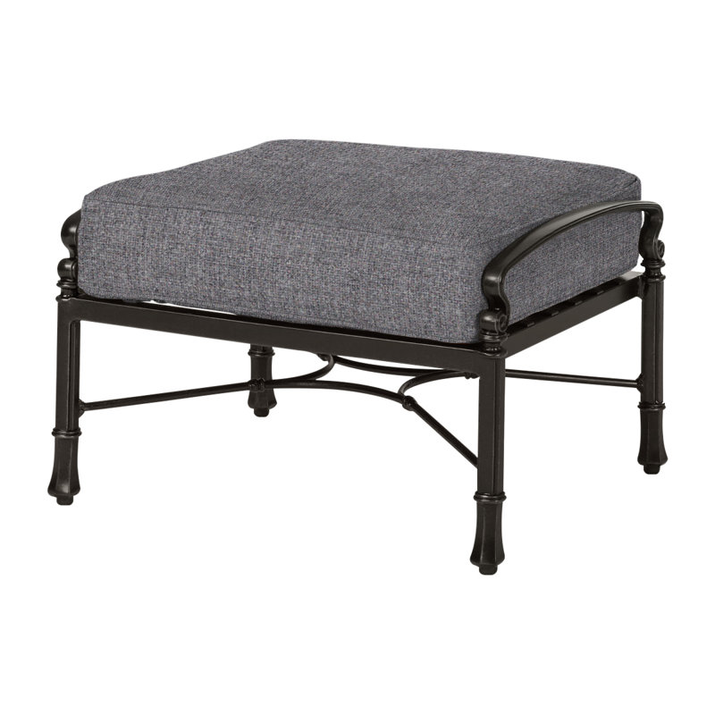 Bella Vista Outdoor Ottoman, Cast Slate Sunbrella® Plainweave, Midnight Gold