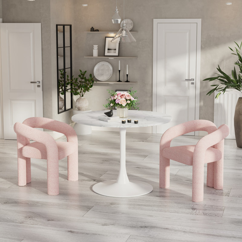 Table de salle à manger Marble, Blanc, 31.5