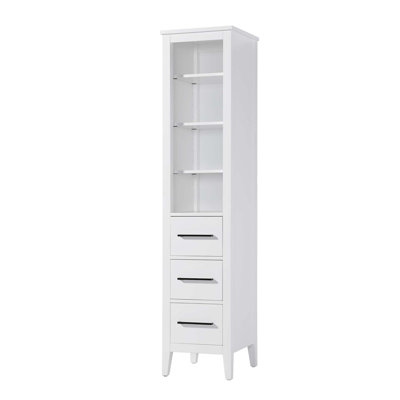 16 Inch Open Shelving Bath Storage Cabinet in White