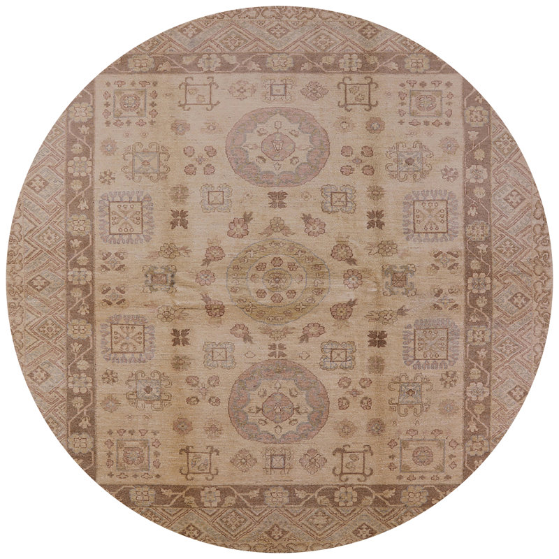 Tapis oriental beige, Rond 7 pi