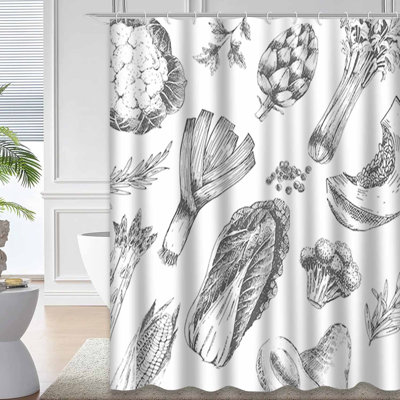 Vintage Pumpkin Farm Sketch Waterproof Shower Curtain