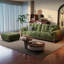 Canapé en chenille vert minimaliste de 125,98 po-1912077653-1912077652