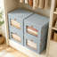 Bacs de rangement avec couvercles, boîte à ouverture frontale avec fenêtre transparente et poignées, bacs empilables en tissu pliables pour l'organisation de placard, vêtements, serviettes, couvertures, paquet de 3, gris