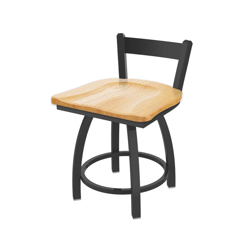 Tabouret de coiffeuse en métal Catalina, Bois - chêne naturel, Étain