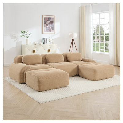 Canapé modulaire en forme de U Camel, mobilier de salon en velours côtelé sans assemblage