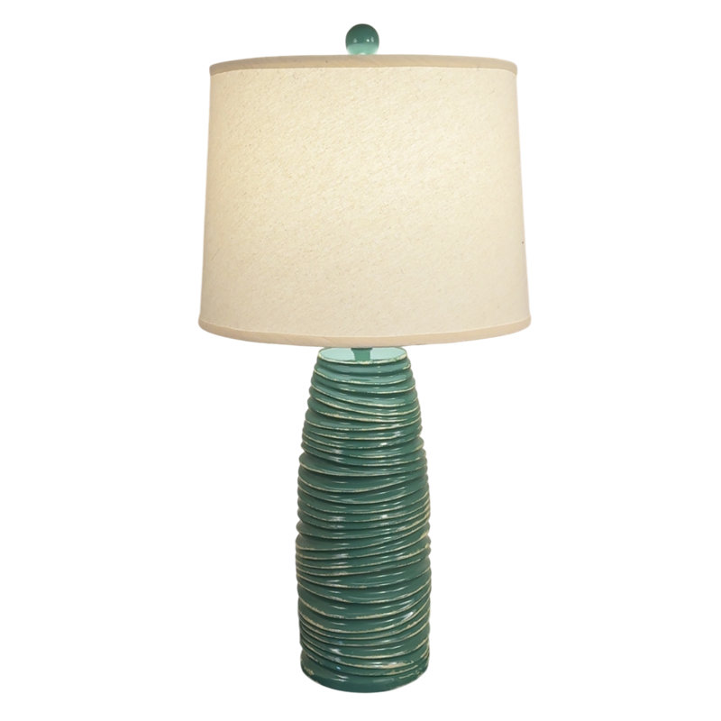 Lampe de table Leaf / Sisal Wave, Vert / bleu sarcelle / brun clair